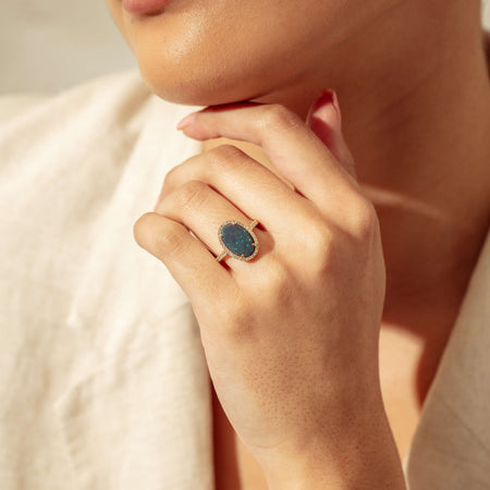 18ct Yellow Gold 1.48ct Opal & Diamond Sierra Ring - Ring - Walker & Hall