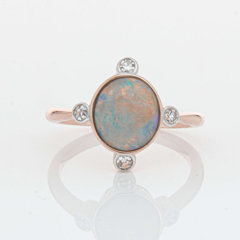 Deja Vu 14ct Rose Gold Opal & Diamond Ring - Ring - Walker & Hall
