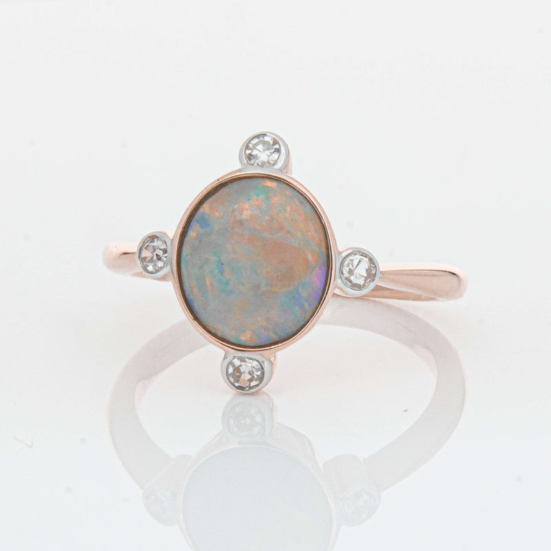 Deja Vu 14ct Rose Gold Opal & Diamond Ring - Ring - Walker & Hall