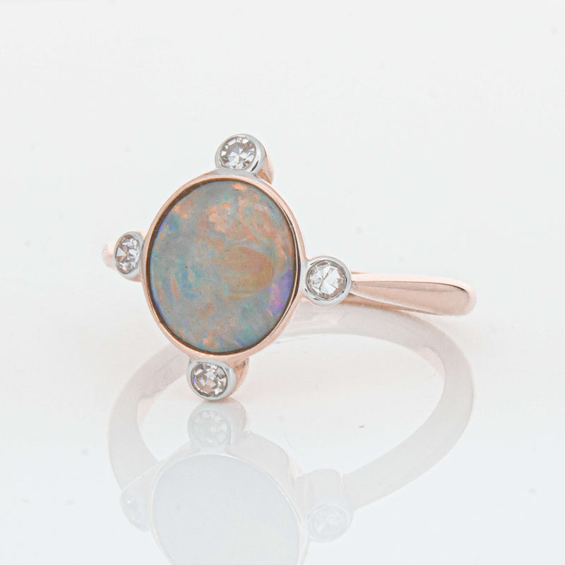 Deja Vu 14ct Rose Gold Opal & Diamond Ring - Ring - Walker & Hall