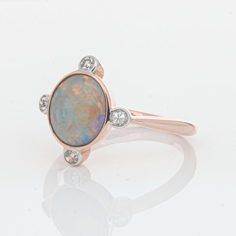 Deja Vu 14ct Rose Gold Opal & Diamond Ring - Ring - Walker & Hall