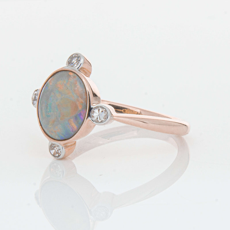 Deja Vu 14ct Rose Gold Opal & Diamond Ring - Ring - Walker & Hall