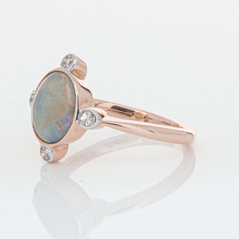 Deja Vu 14ct Rose Gold Opal & Diamond Ring - Ring - Walker & Hall