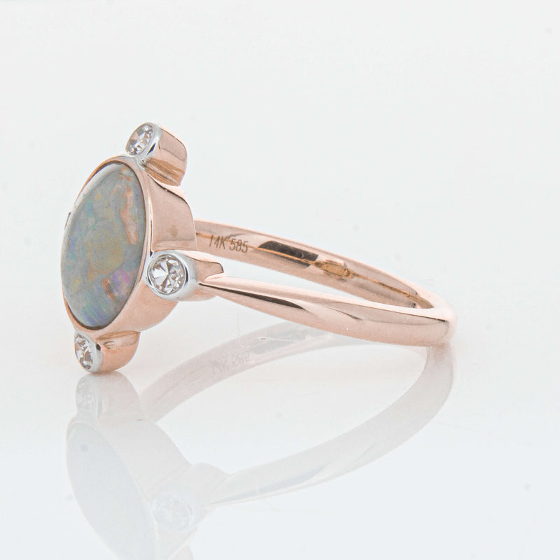 Deja Vu 14ct Rose Gold Opal & Diamond Ring - Ring - Walker & Hall