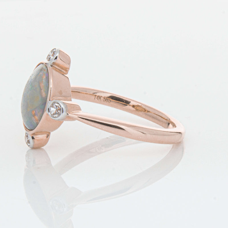 Deja Vu 14ct Rose Gold Opal & Diamond Ring - Ring - Walker & Hall