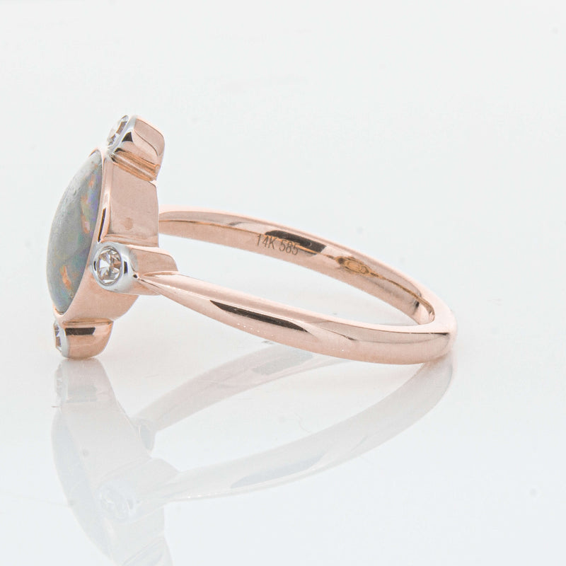Deja Vu 14ct Rose Gold Opal & Diamond Ring - Ring - Walker & Hall
