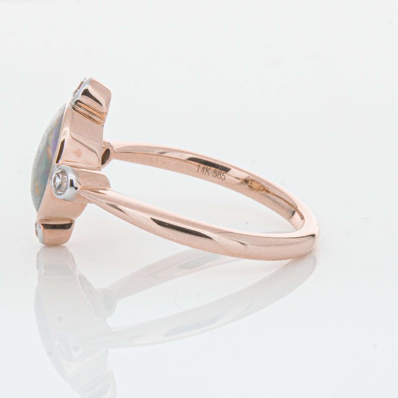 Deja Vu 14ct Rose Gold Opal & Diamond Ring - Ring - Walker & Hall