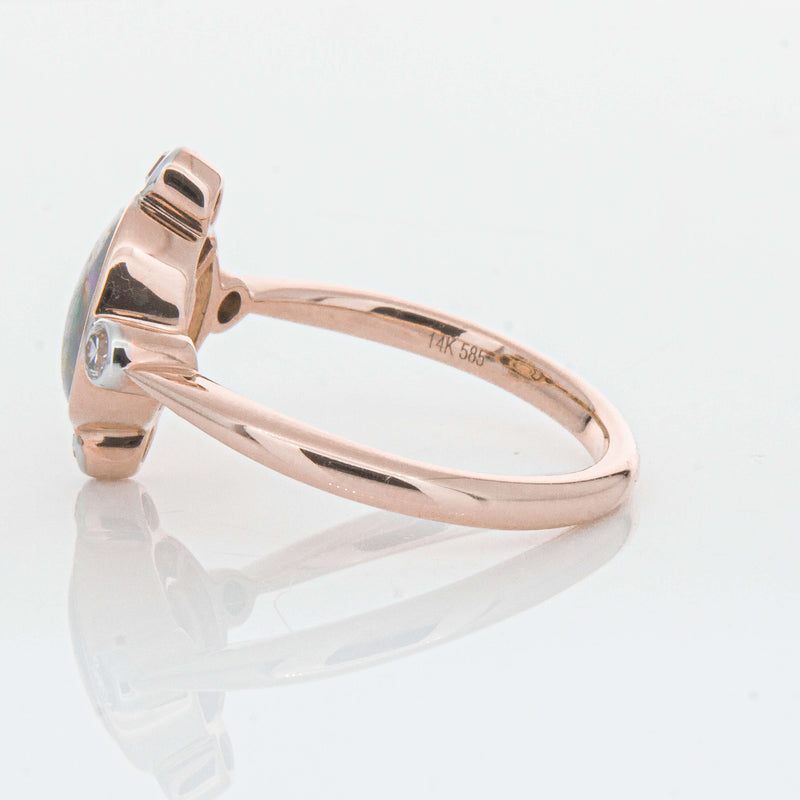 Deja Vu 14ct Rose Gold Opal & Diamond Ring - Ring - Walker & Hall