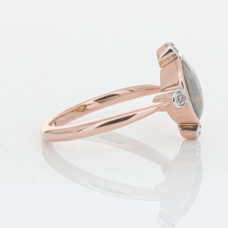 Deja Vu 14ct Rose Gold Opal & Diamond Ring - Ring - Walker & Hall