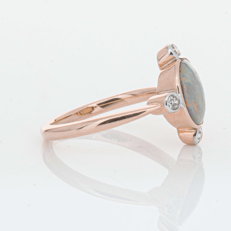Deja Vu 14ct Rose Gold Opal & Diamond Ring - Ring - Walker & Hall