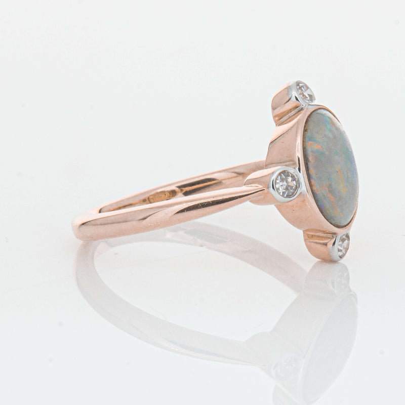 Deja Vu 14ct Rose Gold Opal & Diamond Ring - Ring - Walker & Hall