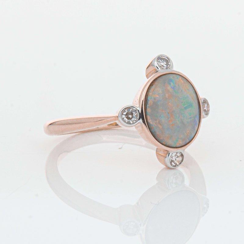Deja Vu 14ct Rose Gold Opal & Diamond Ring - Ring - Walker & Hall