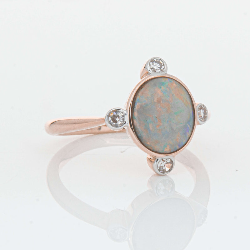 Deja Vu 14ct Rose Gold Opal & Diamond Ring - Ring - Walker & Hall