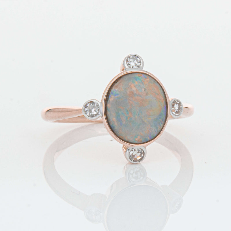 Deja Vu 14ct Rose Gold Opal & Diamond Ring - Ring - Walker & Hall