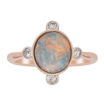 Deja Vu 14ct Rose Gold Opal & Diamond Ring - Ring - Walker & Hall
