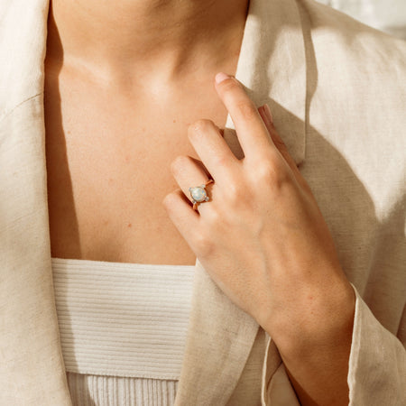 Deja Vu 14ct Rose Gold Opal & Diamond Ring - Ring - Walker & Hall