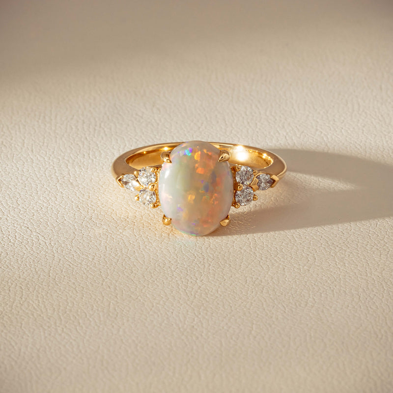 18ct Yellow Gold 2.10ct Opal & Diamond Oriana Ring - Ring - Walker & Hall