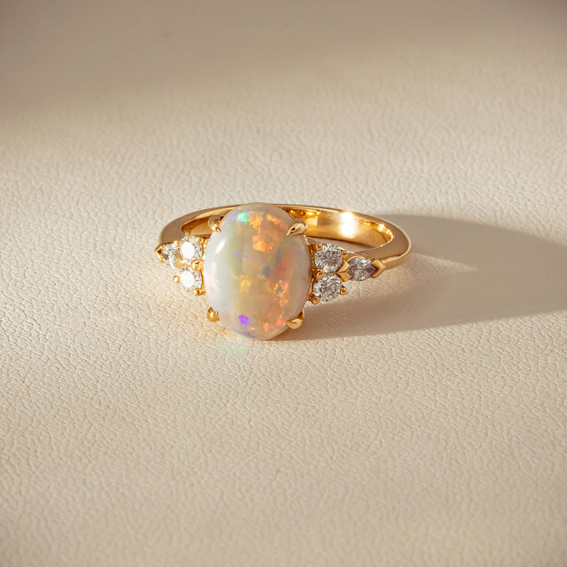 18ct Yellow Gold 2.10ct Opal & Diamond Oriana Ring - Ring - Walker & Hall