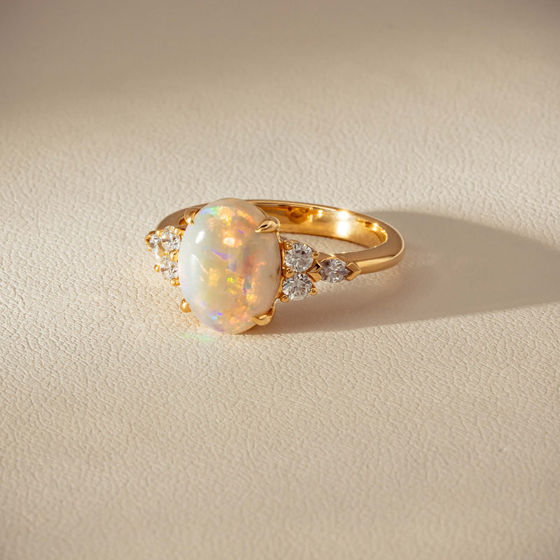 18ct Yellow Gold 2.10ct Opal & Diamond Oriana Ring - Ring - Walker & Hall