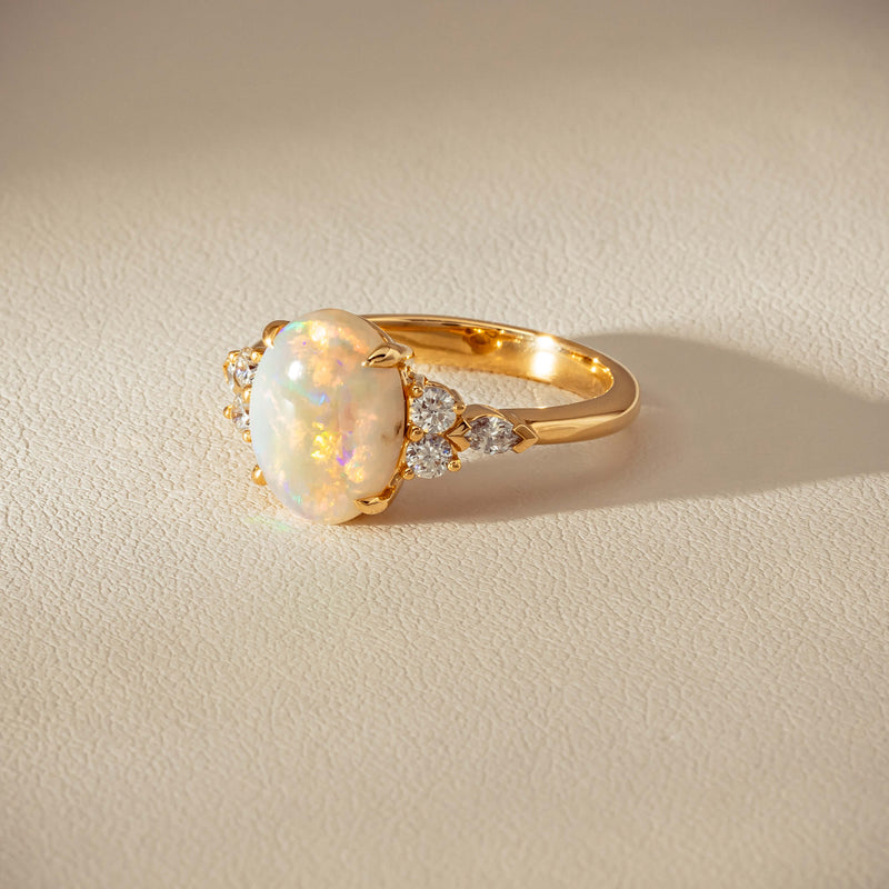 18ct Yellow Gold 2.10ct Opal & Diamond Oriana Ring - Ring - Walker & Hall