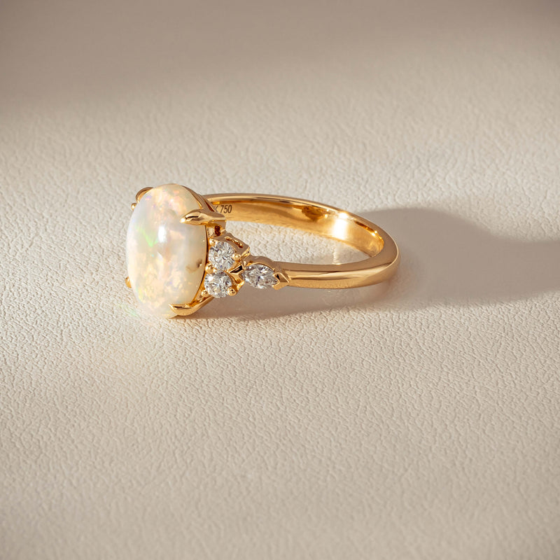 18ct Yellow Gold 2.10ct Opal & Diamond Oriana Ring - Ring - Walker & Hall