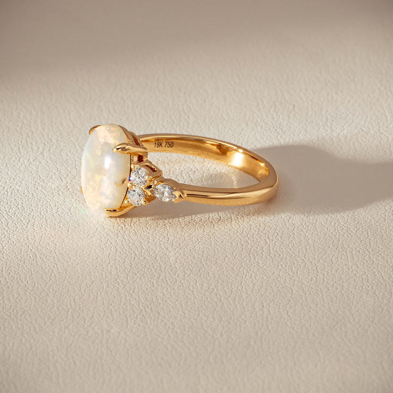 18ct Yellow Gold 2.10ct Opal & Diamond Oriana Ring - Ring - Walker & Hall
