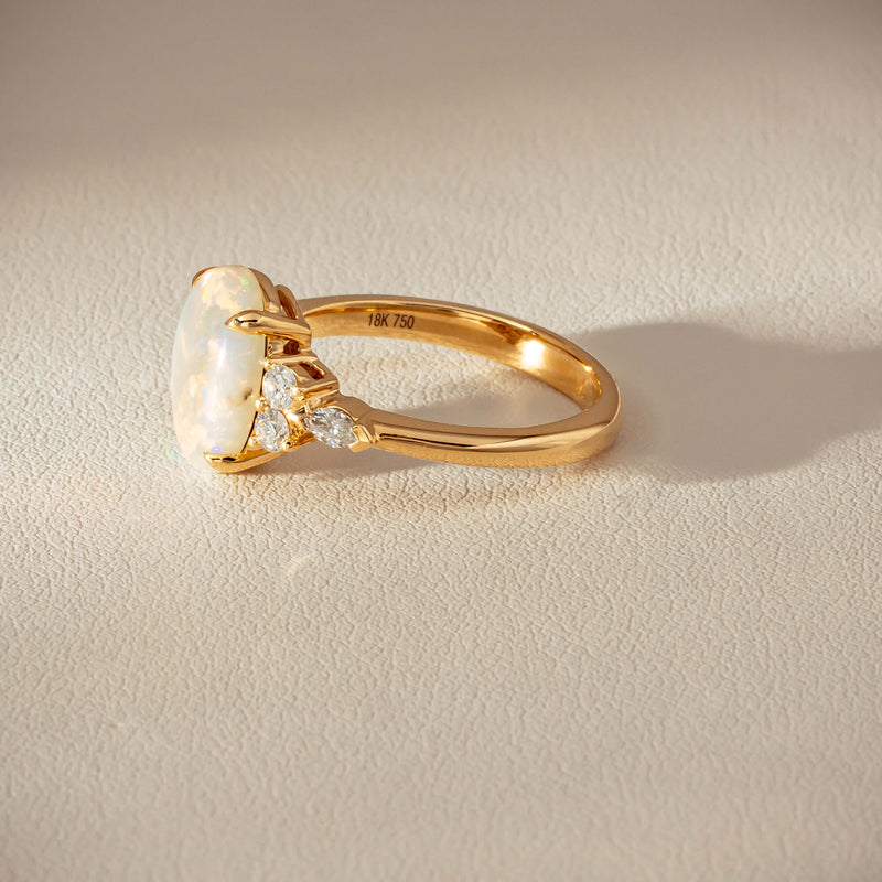 18ct Yellow Gold 2.10ct Opal & Diamond Oriana Ring - Ring - Walker & Hall