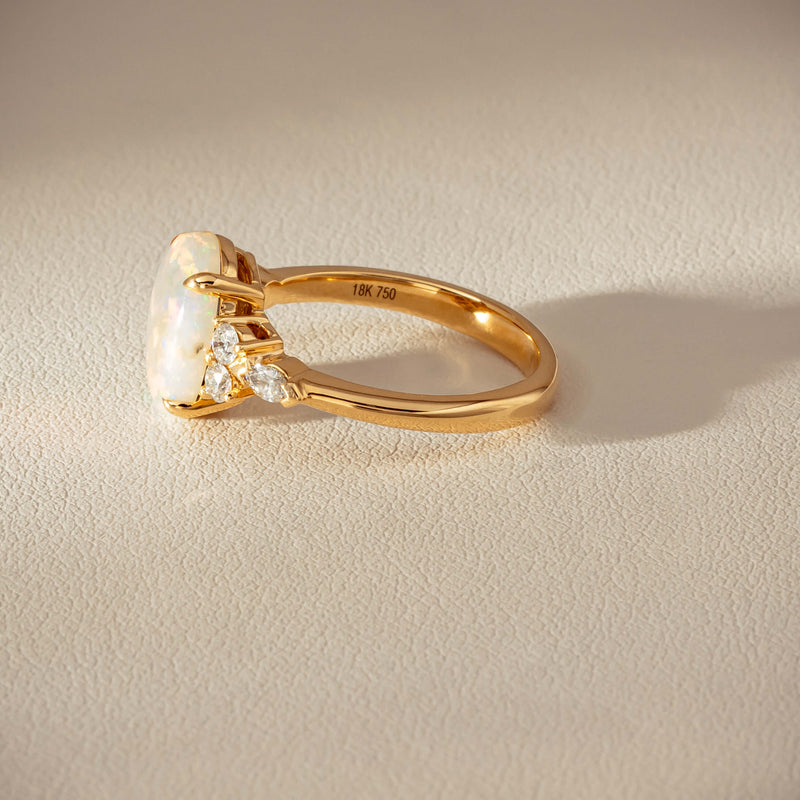 18ct Yellow Gold 2.10ct Opal & Diamond Oriana Ring - Ring - Walker & Hall