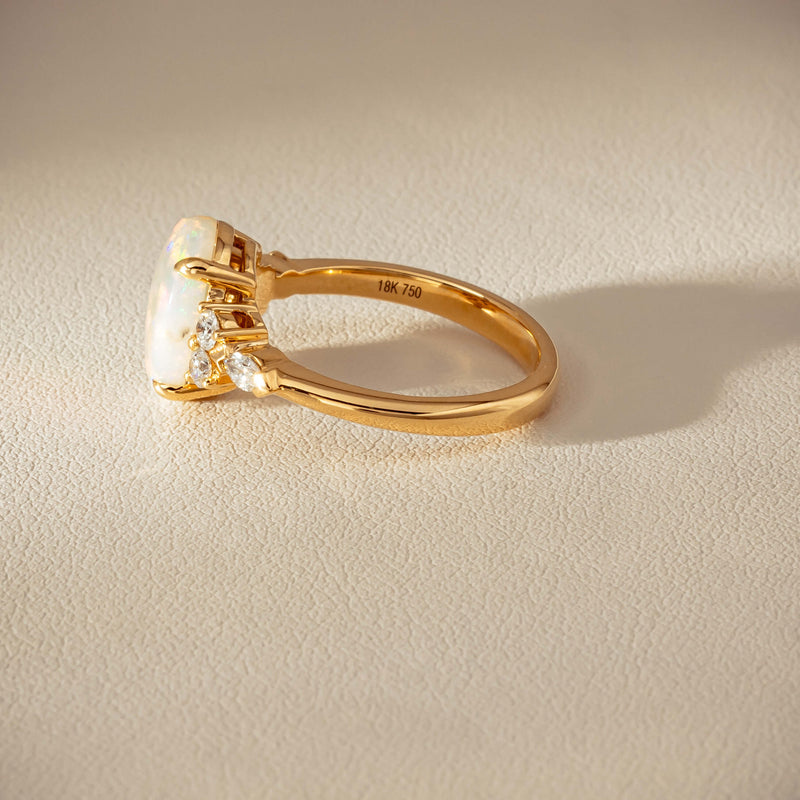 18ct Yellow Gold 2.10ct Opal & Diamond Oriana Ring - Ring - Walker & Hall