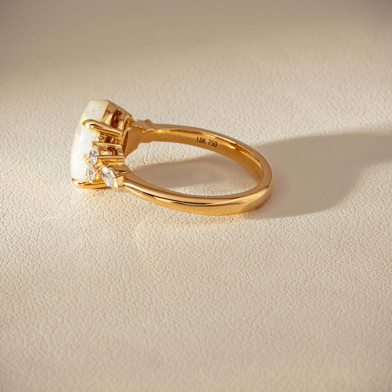 18ct Yellow Gold 2.10ct Opal & Diamond Oriana Ring - Ring - Walker & Hall