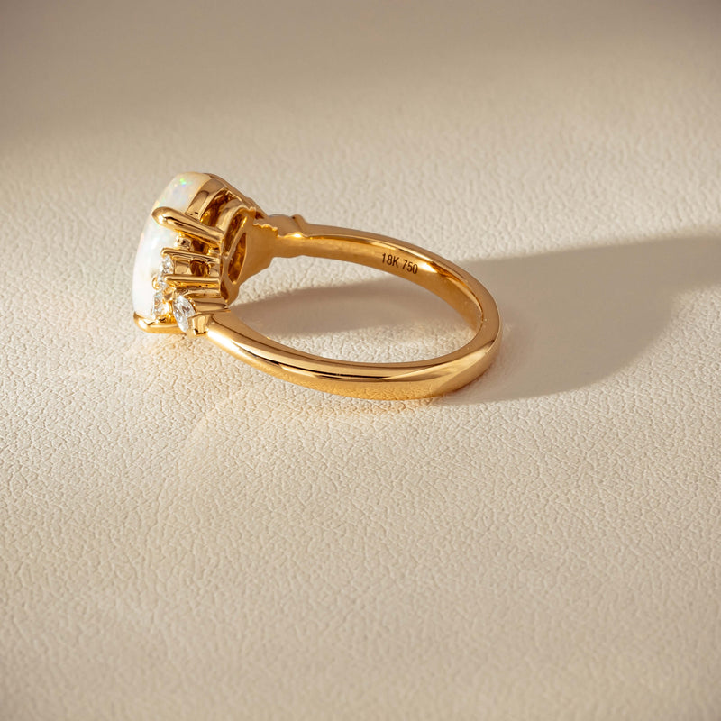 18ct Yellow Gold 2.10ct Opal & Diamond Oriana Ring - Ring - Walker & Hall