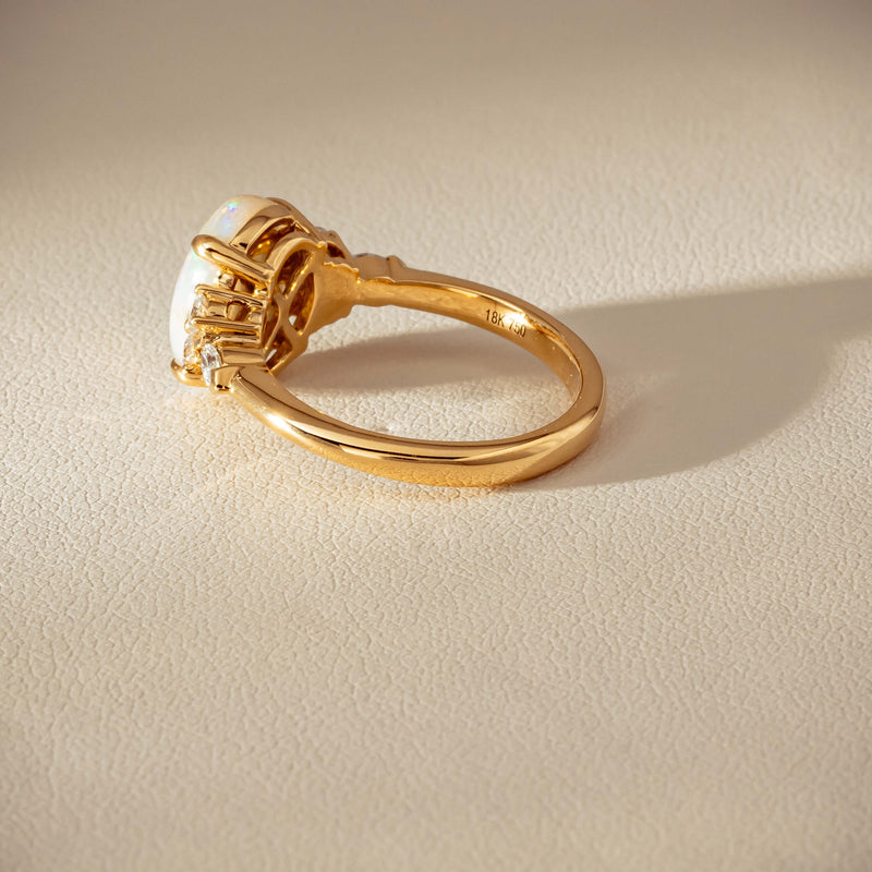 18ct Yellow Gold 2.10ct Opal & Diamond Oriana Ring - Ring - Walker & Hall