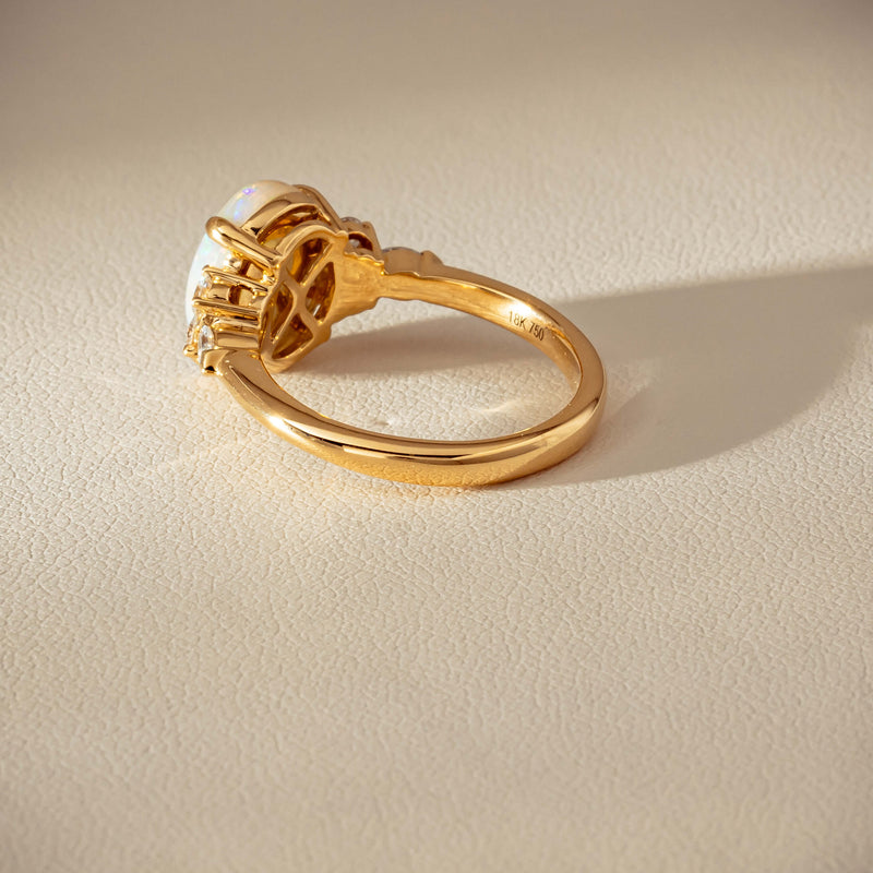 18ct Yellow Gold 2.10ct Opal & Diamond Oriana Ring - Ring - Walker & Hall