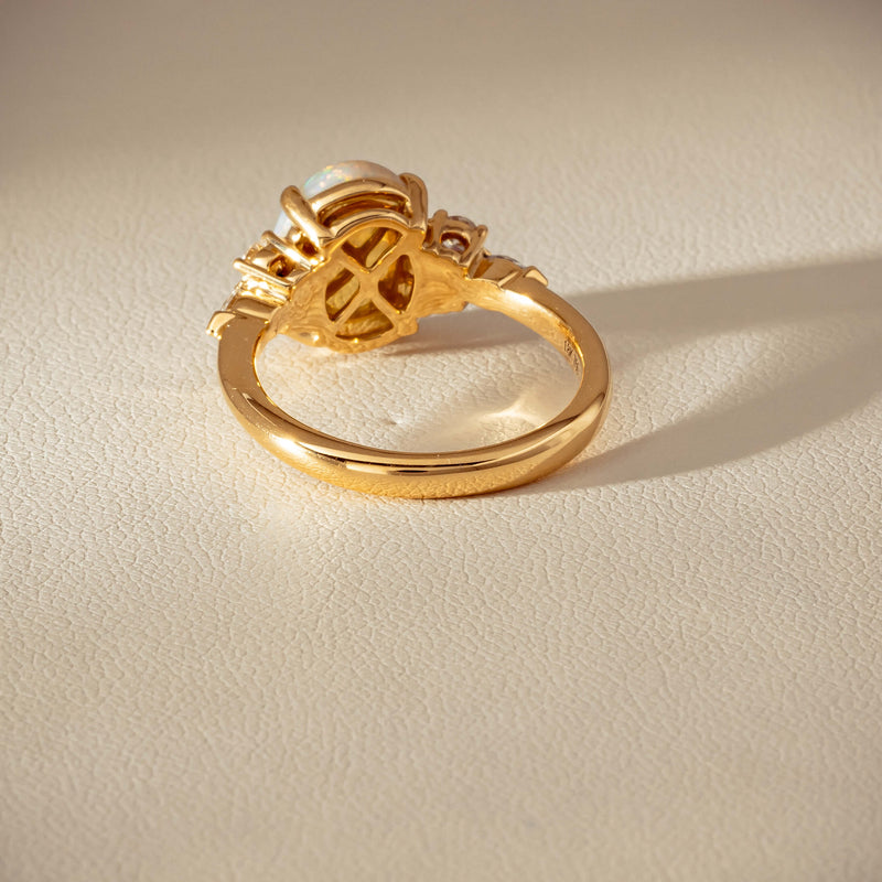 18ct Yellow Gold 2.10ct Opal & Diamond Oriana Ring - Ring - Walker & Hall