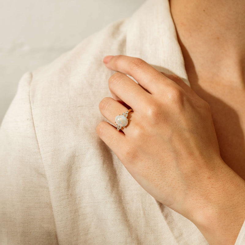 18ct Yellow Gold 2.10ct Opal & Diamond Oriana Ring - Ring - Walker & Hall