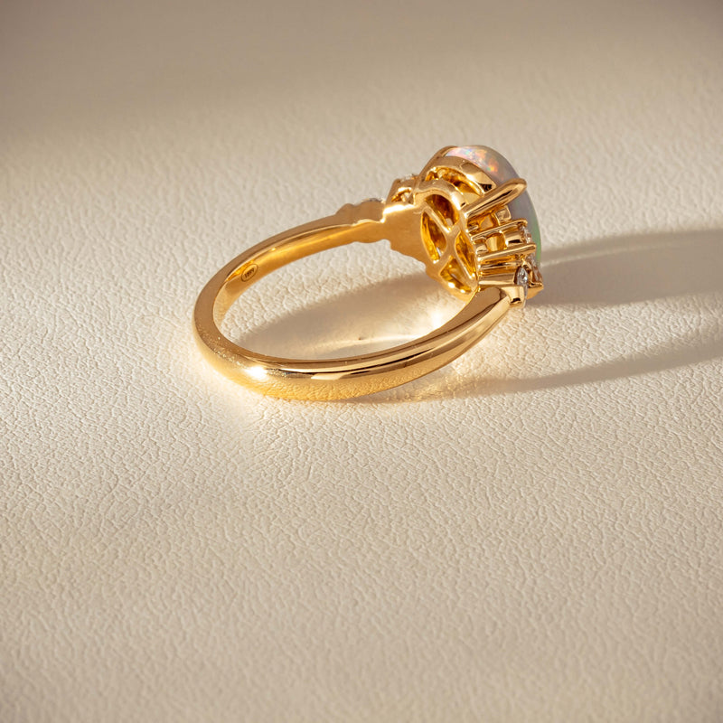 18ct Yellow Gold 2.10ct Opal & Diamond Oriana Ring - Ring - Walker & Hall