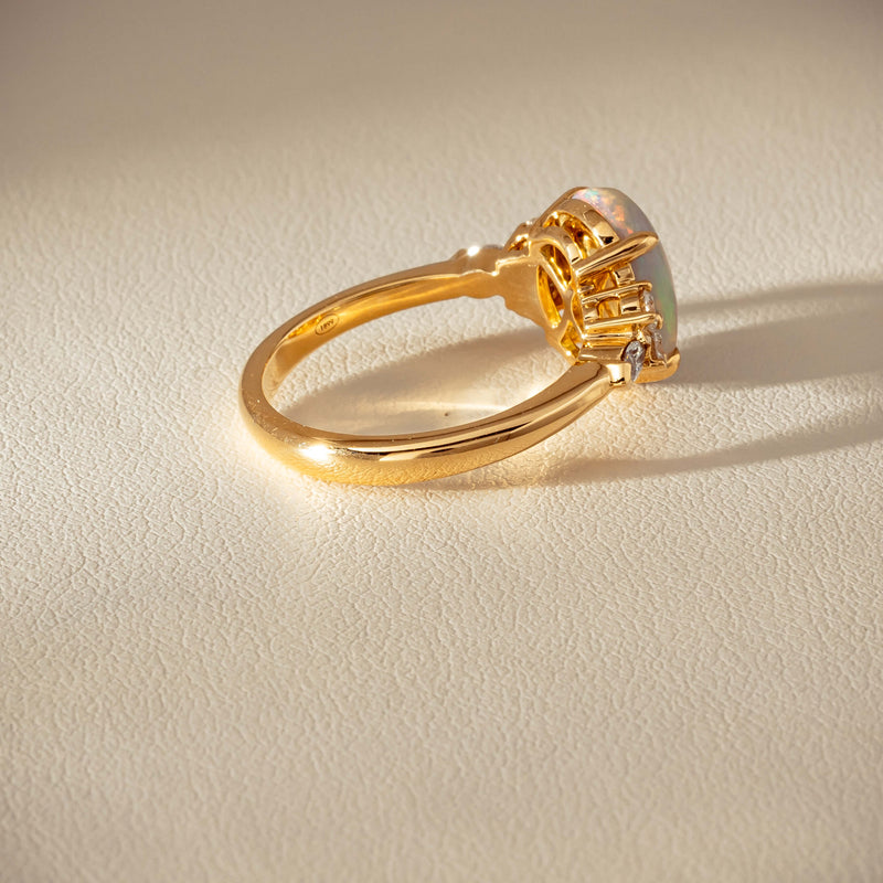 18ct Yellow Gold 2.10ct Opal & Diamond Oriana Ring - Ring - Walker & Hall