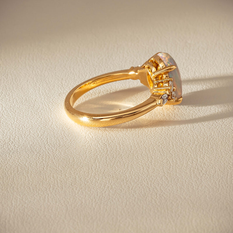 18ct Yellow Gold 2.10ct Opal & Diamond Oriana Ring - Ring - Walker & Hall