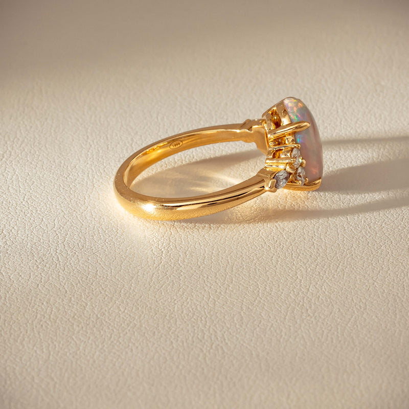 18ct Yellow Gold 2.10ct Opal & Diamond Oriana Ring - Ring - Walker & Hall