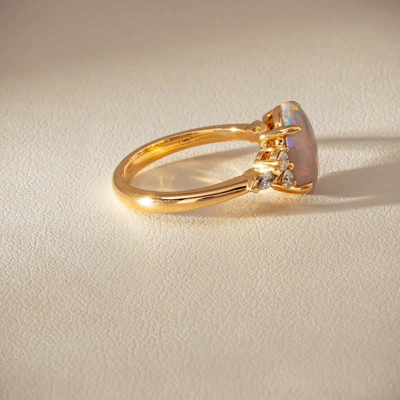 18ct Yellow Gold 2.10ct Opal & Diamond Oriana Ring - Ring - Walker & Hall