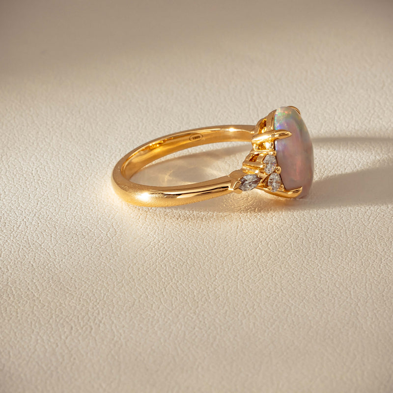18ct Yellow Gold 2.10ct Opal & Diamond Oriana Ring - Ring - Walker & Hall