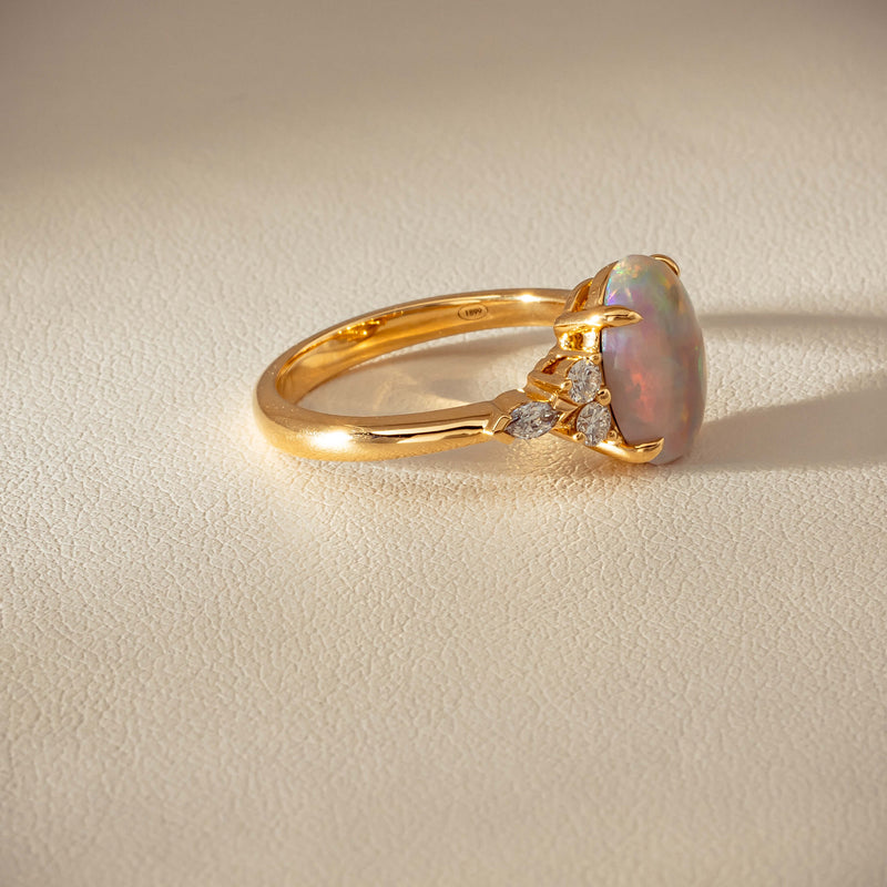 18ct Yellow Gold 2.10ct Opal & Diamond Oriana Ring - Ring - Walker & Hall