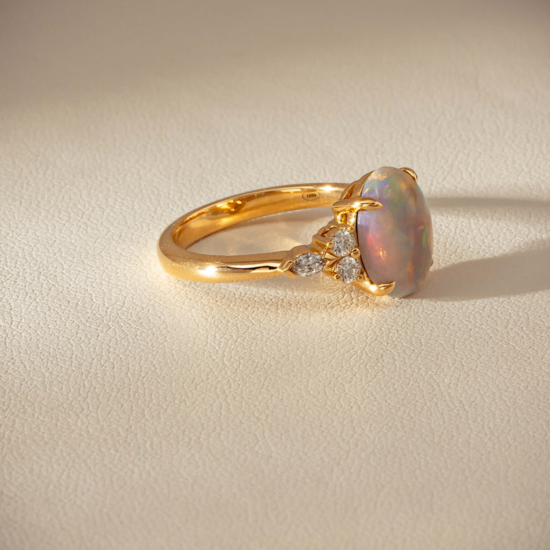 18ct Yellow Gold 2.10ct Opal & Diamond Oriana Ring - Ring - Walker & Hall