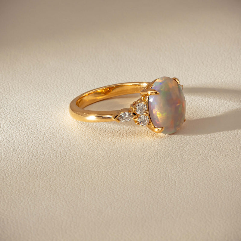 18ct Yellow Gold 2.10ct Opal & Diamond Oriana Ring - Ring - Walker & Hall