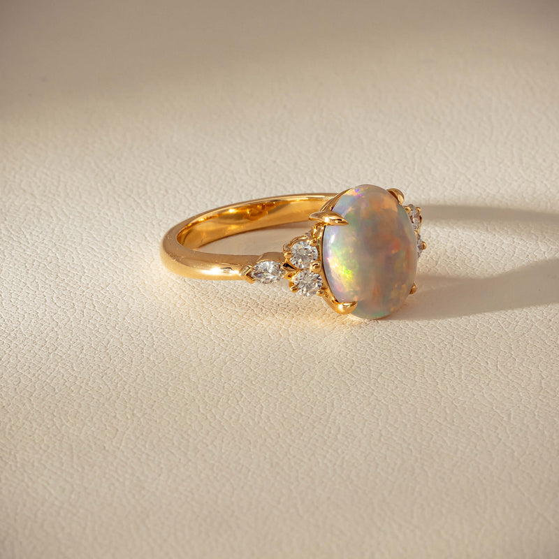 18ct Yellow Gold 2.10ct Opal & Diamond Oriana Ring - Ring - Walker & Hall