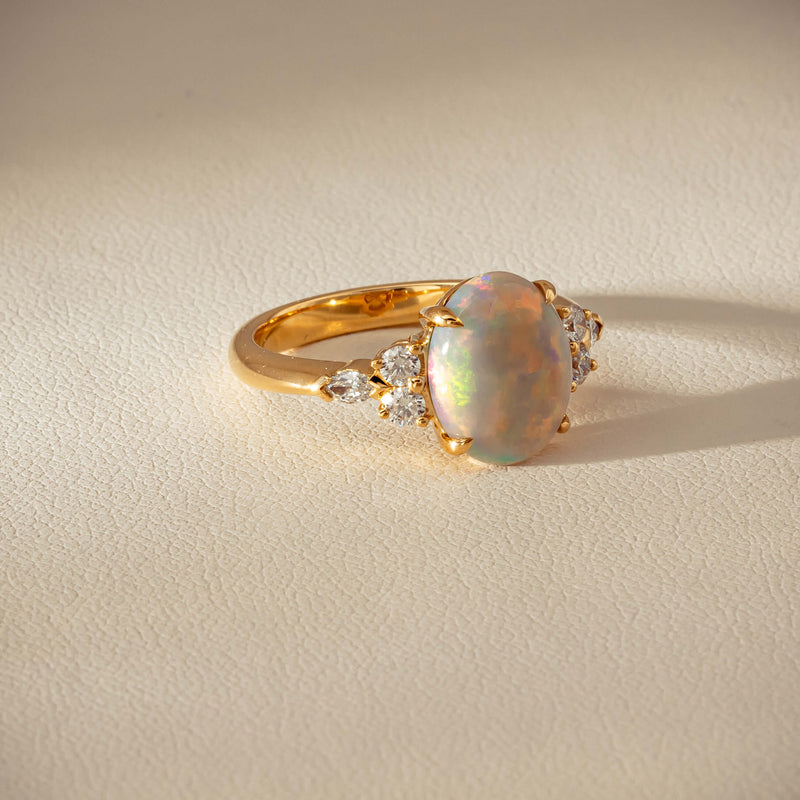 18ct Yellow Gold 2.10ct Opal & Diamond Oriana Ring - Ring - Walker & Hall