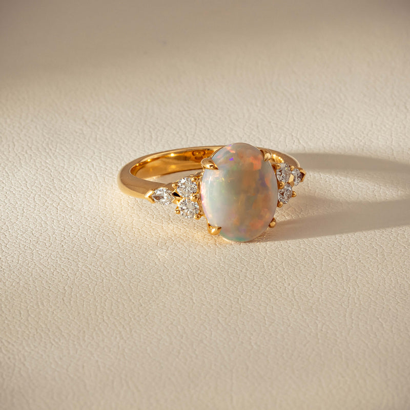 18ct Yellow Gold 2.10ct Opal & Diamond Oriana Ring - Ring - Walker & Hall