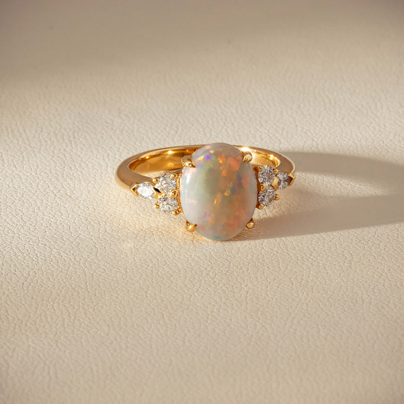 18ct Yellow Gold 2.10ct Opal & Diamond Oriana Ring - Ring - Walker & Hall