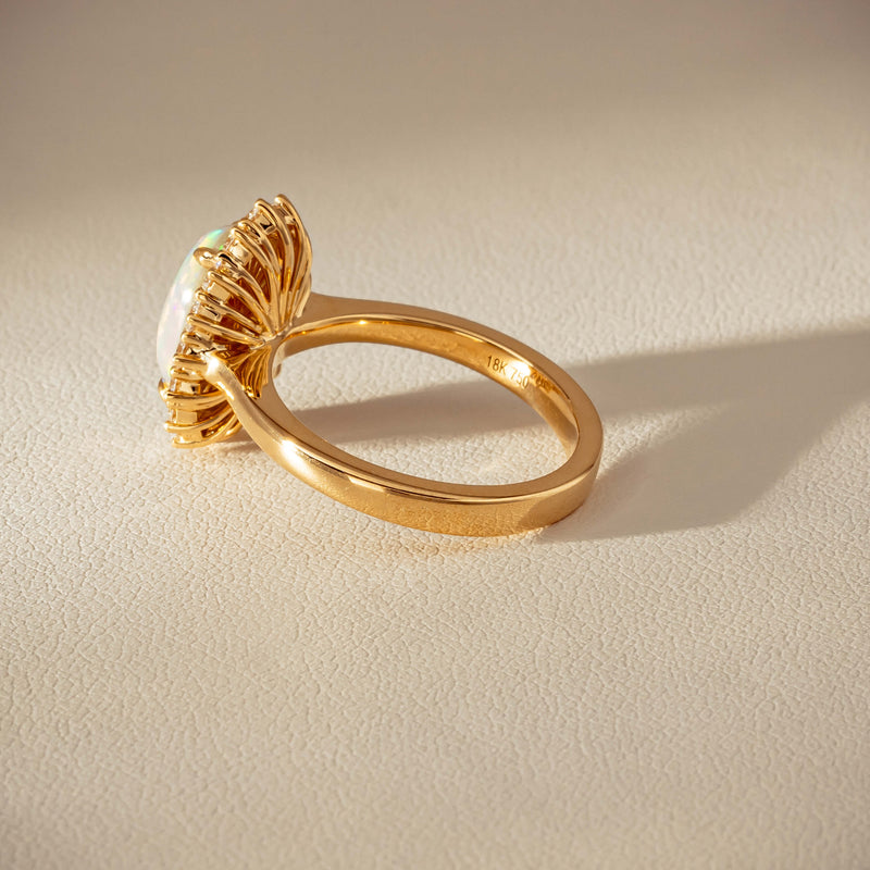 18ct Yellow Gold 1.70ct Opal & Diamond Belle Ring - Ring - Walker & Hall