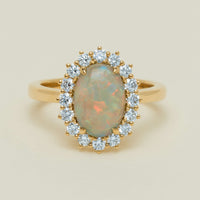 18ct Yellow Gold 1.70ct Opal & Diamond Belle Ring - Ring - Walker & Hall
